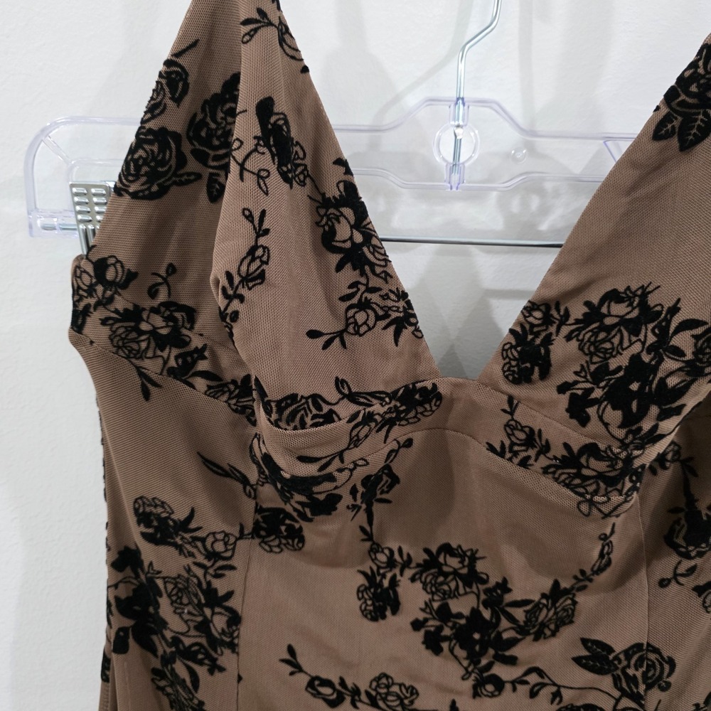Delias Womens Halter Mesh Floral Dress Size Large Brown Fairy Grunge - Picture 2 of 8